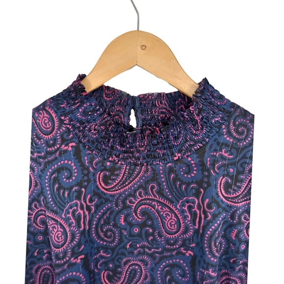 ModCloth Baez For Days Paisley Mini Dress A-line Smock Neck Sheer Sleeve Size 4X - Picture 6 of 12